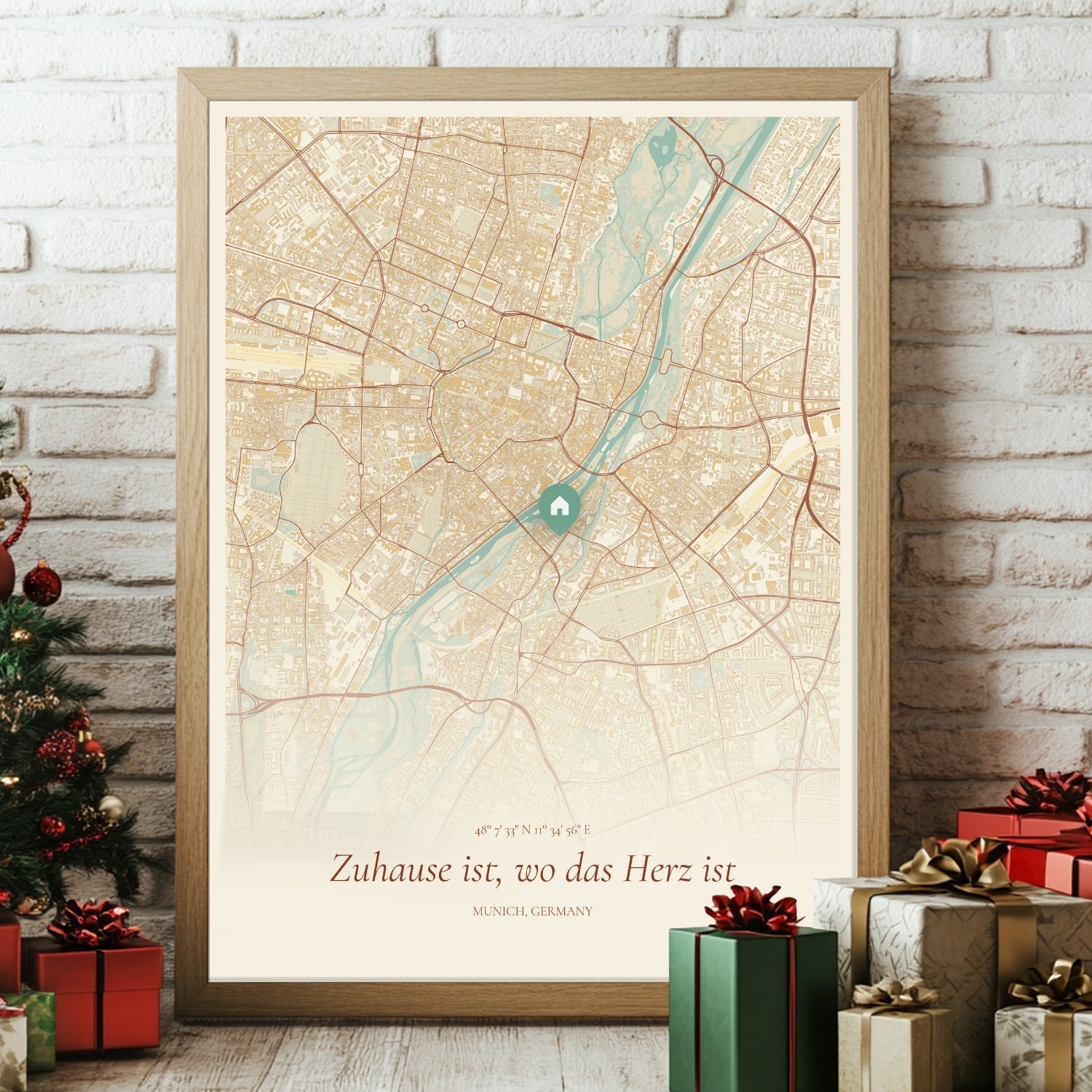 Personalisierte Stadtkarte zu Weihnachten für Eltern – individuelles City Map Poster mit Namen und Datum als liebevolles Weihnachtsgeschenk für Mama und Papa