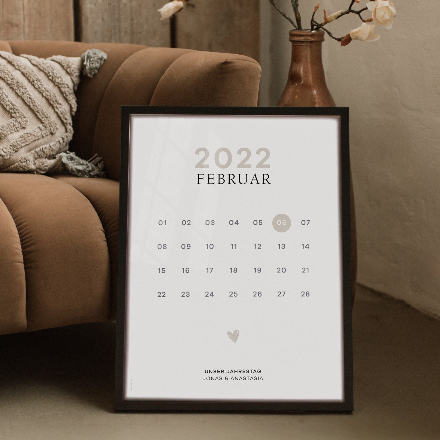 Personalisiertes Date Poster – minimalistisches Poster mit wichtigem Datum und Namen als individuelles Geschenk für Paare und besondere Anlässe